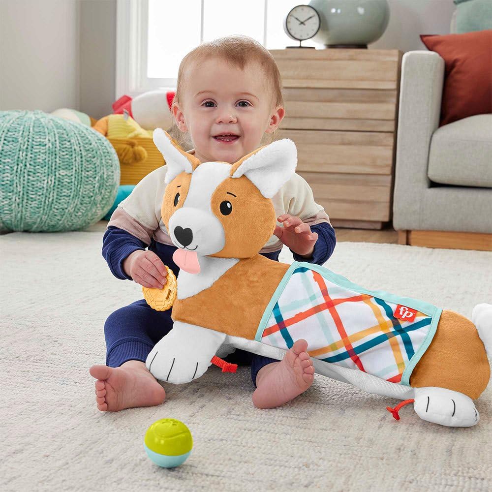Fisher-Price 3-in-1 Puppy Tummy Time Wedge - Plush Support with Rattle, Teether & Mirror 6