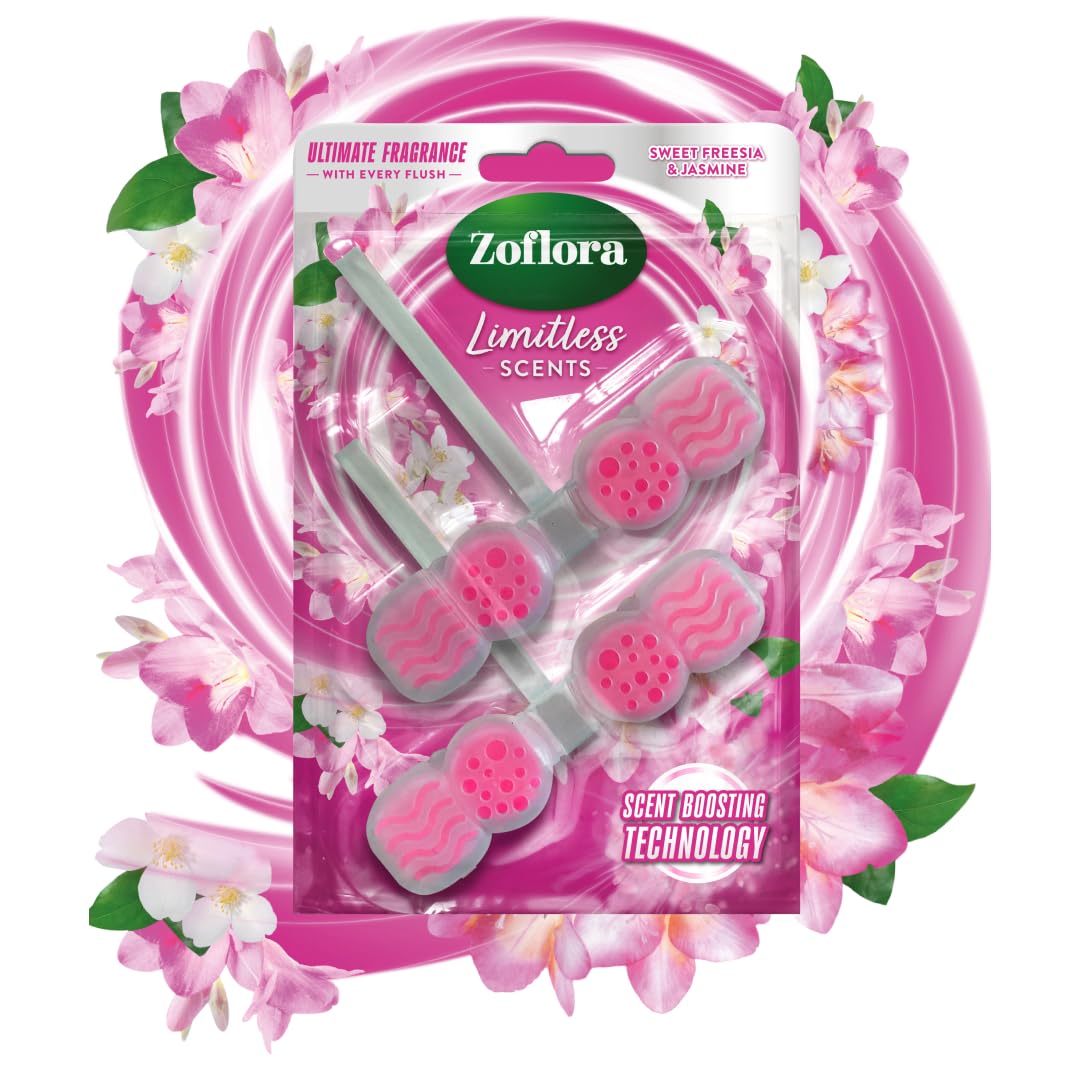Zoflora – Freesia &amp; Jasmine Fragrance Burst Toilettenrandsteine, 2 x 131 g