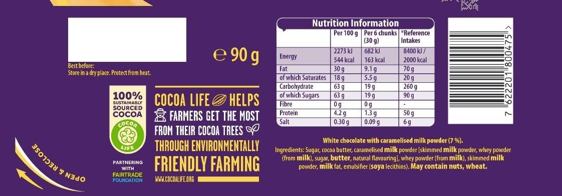 Cadbury Caramilk Golden Caramel Chocolate Bar, 90g