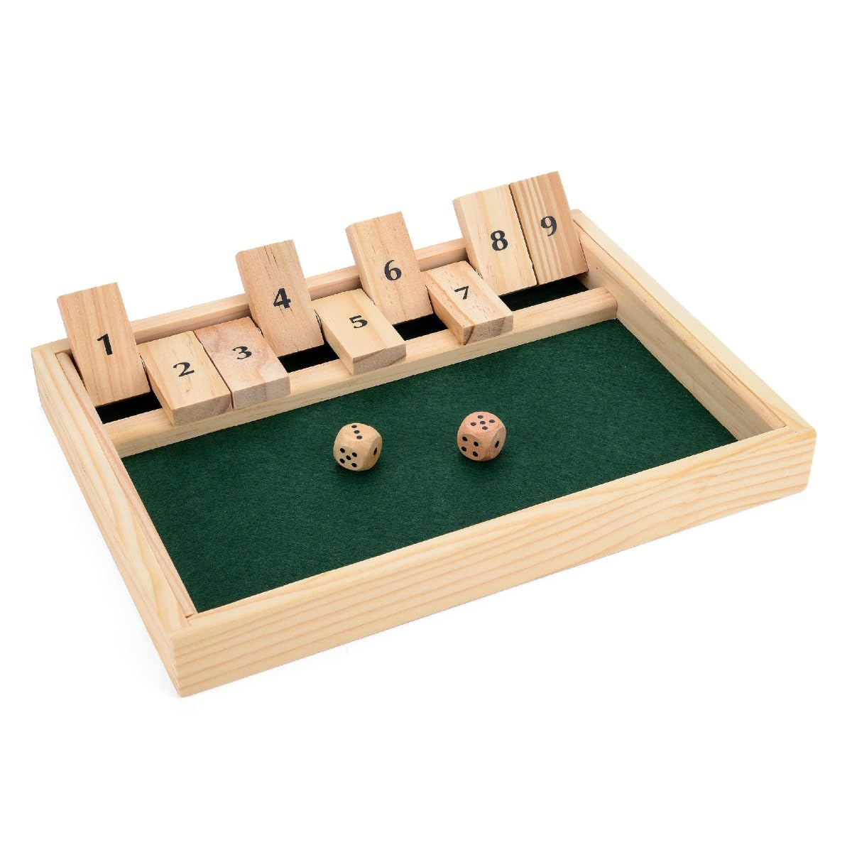 Toyrific Shut The Box Wooden Dice Game - 9 Number Classic Board Game 9