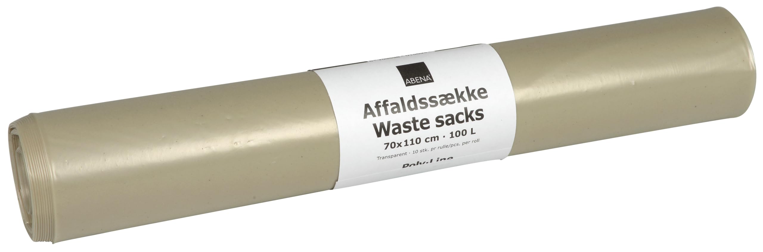 ABENA Clear Bin Bags | 100L Heavy Duty Rubbish Sacks | Roll of 10 | Leak Resistant