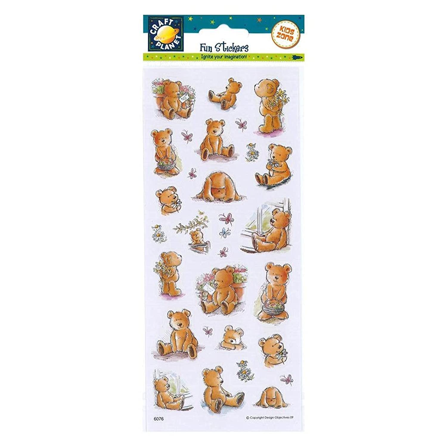 Craft Planet Huggable Bears Stickers - Assorted Fun Stickers for Kids, Craft Supplies for Scrapbooking, Card Making, Party Bag Fillers