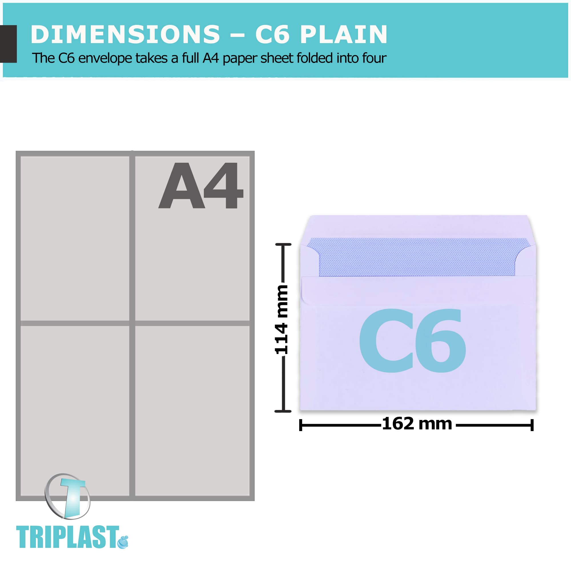 Triplast 20 Pack C6 White Self Seal Security Envelopes | 114x162mm | 90 gsm