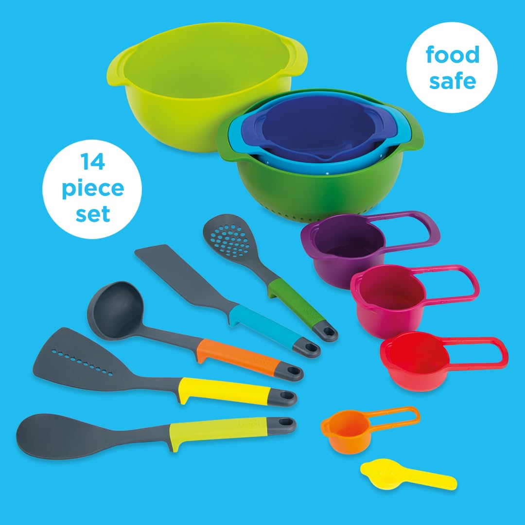 Casdon Kitchen Essentials Play Set - 14-Piece Colourful Set for Ages 3+ | Nesting Design
