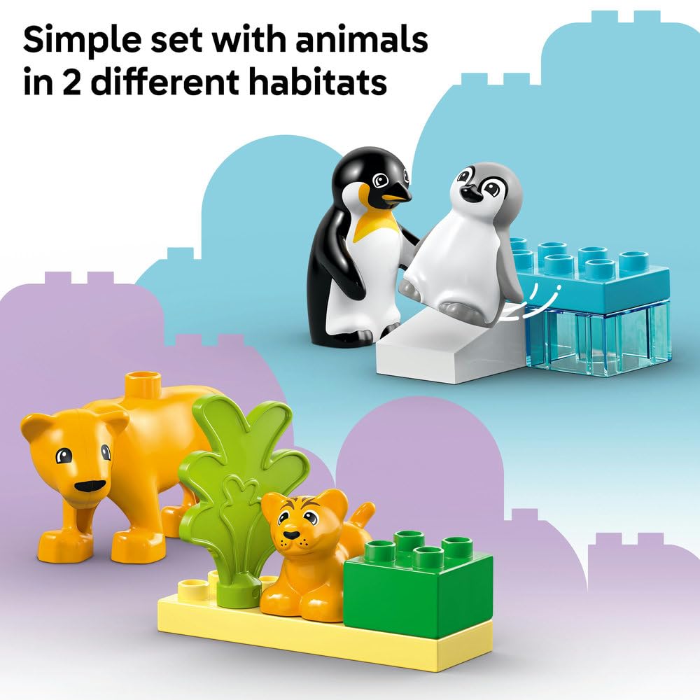 LEGO DUPLO Wild Animal Families: Penguins & Lions Educational Building Set for Toddlers 2+ 6