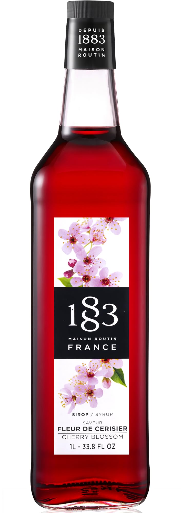 1883 Maison Routin Cherry Blossom Premium Syrup for Cocktails, Tea, Dessert | 1 L