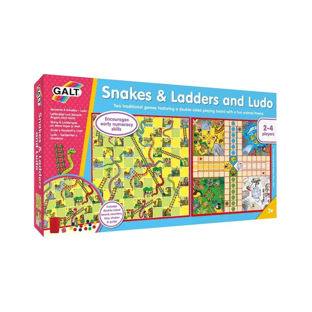 Galt Snakes & Ladders and Ludo Classic Board Game Set for Kids 8