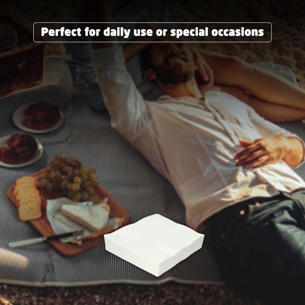 1ABOVE 100 Pack White Paper Napkins 30x30cm 1-Ply Soft and Absorbent 5