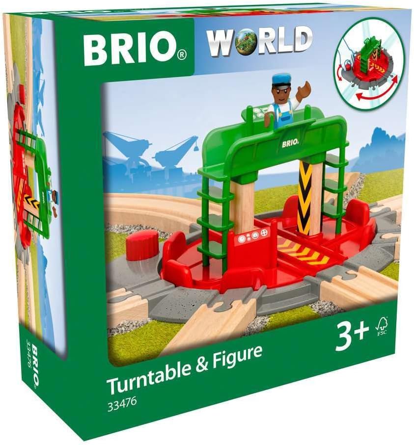 BRIO World Train Turntable & Figure Wooden Railway Set for Kids