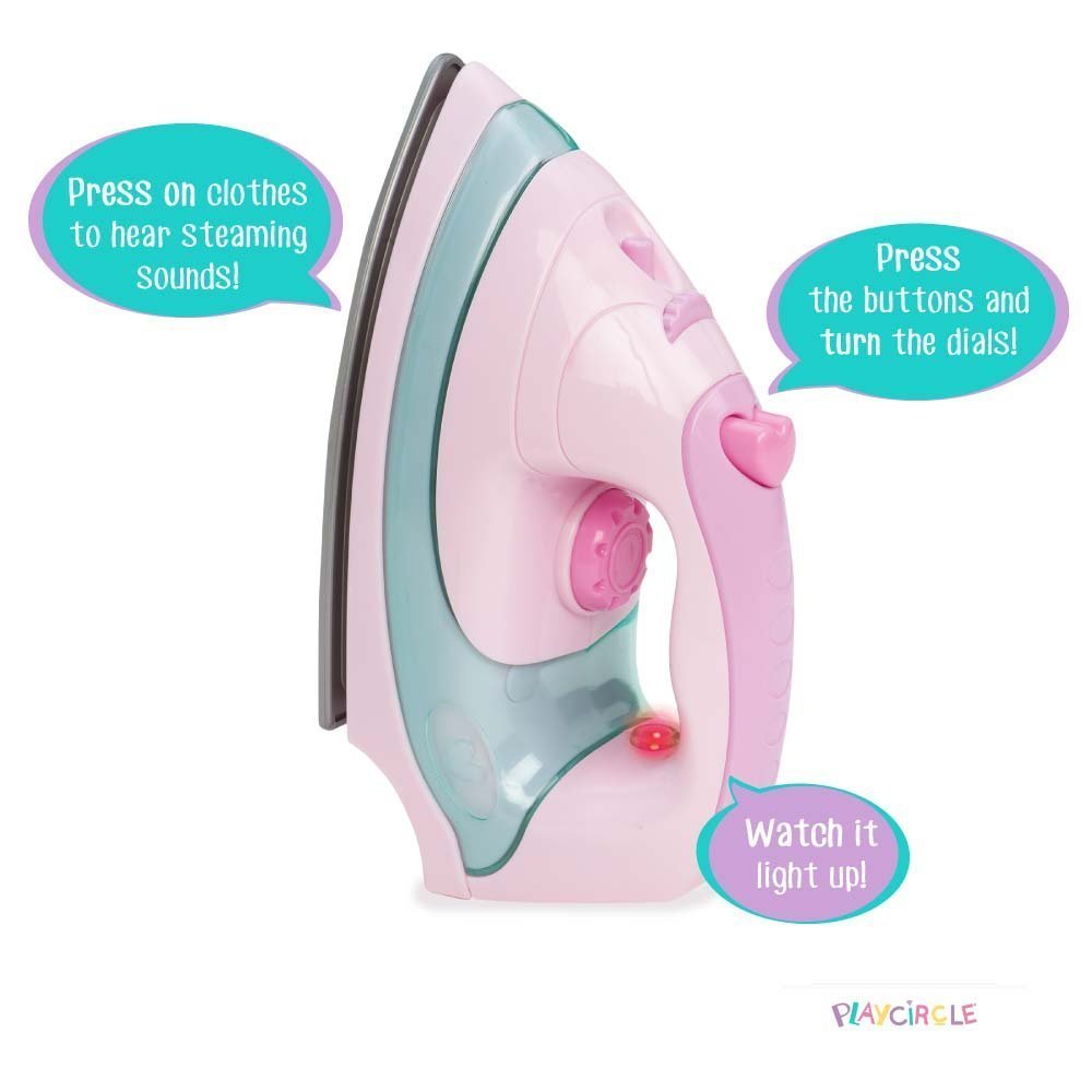 Battat Play Circle House Cleaning Set - Toy Iron with Light & Sound for Kids 3+ 4