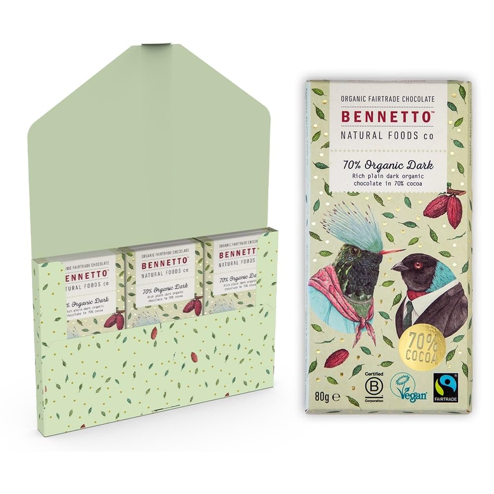 Bennetto 70 % Bio-Schokoladentafel mit dunkler Schokolade – Kakao aus Ecuador, vegan und glutenfrei