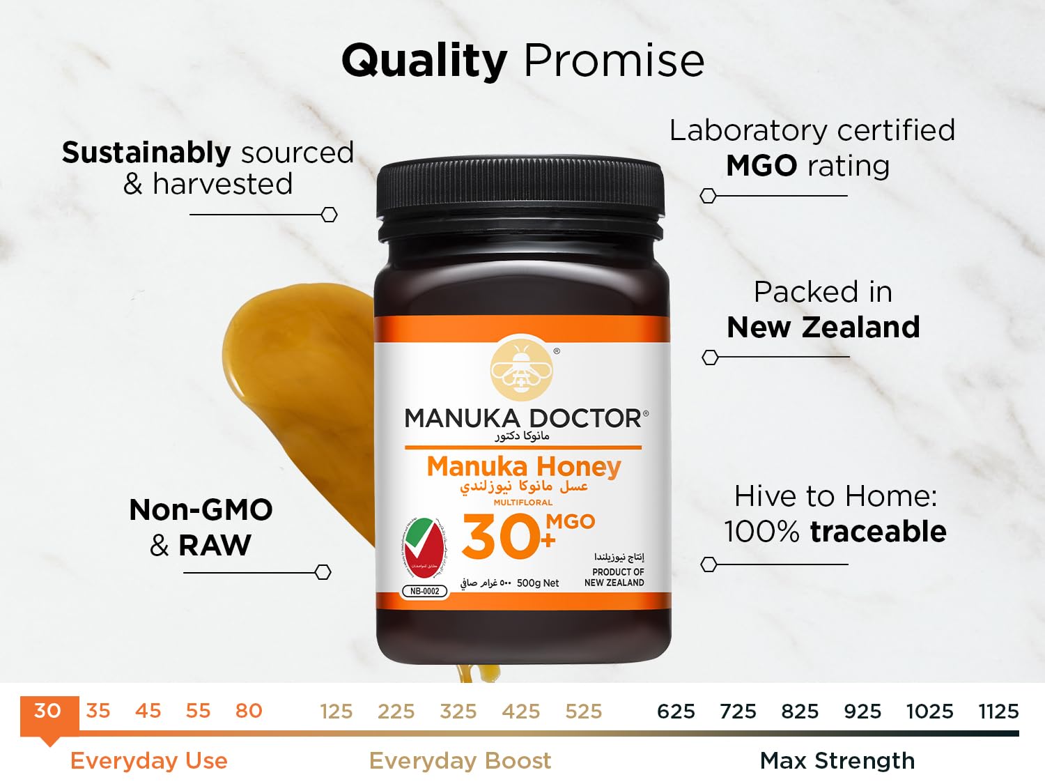 Manuka Doctor – 15+ MGO 30 MGO Manuka-Honig mit Aloe Vera (500 g)
