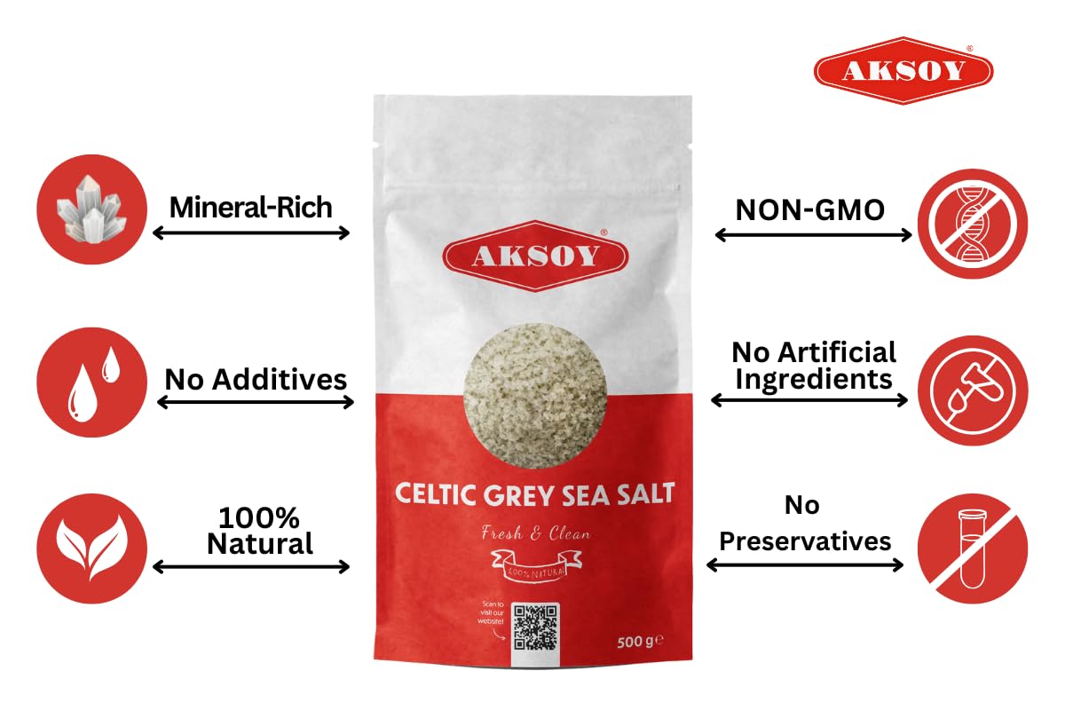 AKSOY Celtic Grey Sea Salt Coarse - 1KG Natural Mineral-Rich Unrefined Salt 3