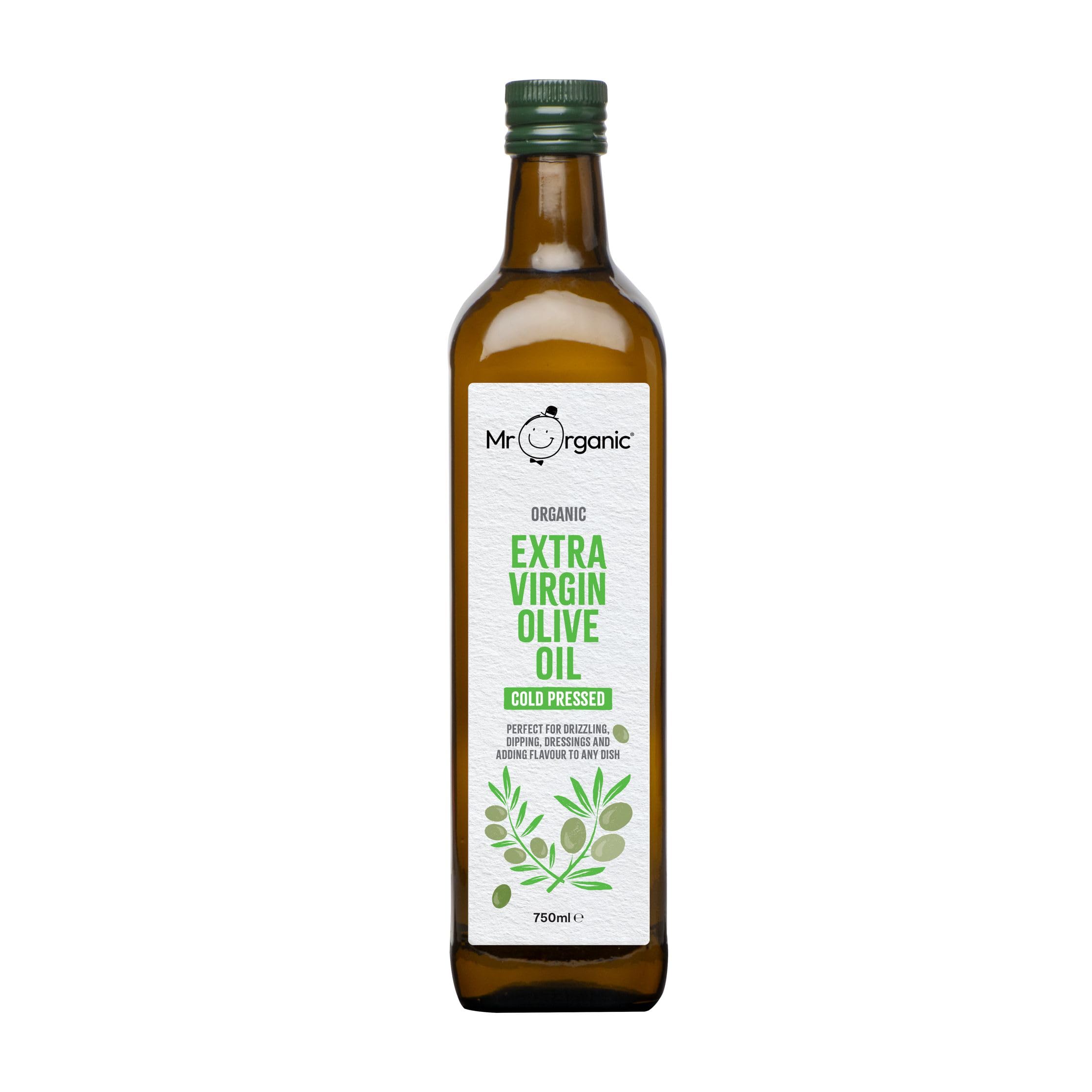 Mr Organic Extra Virgin Olive Oil - Cold Pressed Organic Olive Oil for Cooking, 750ml