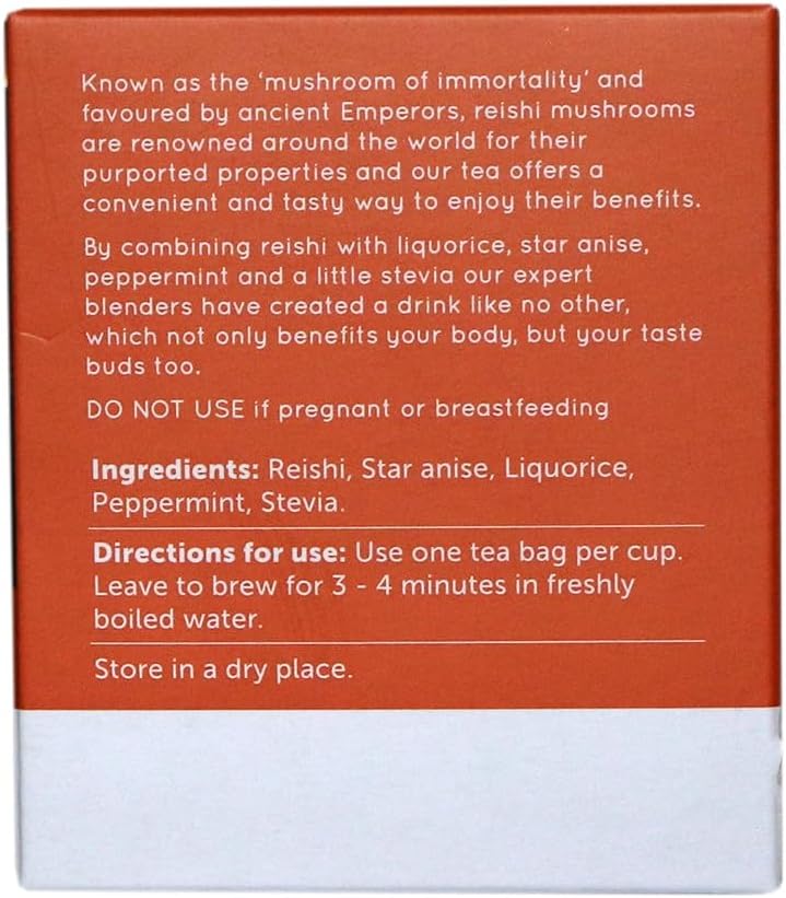 Natur Boutique Reishi Tea Sachets - 20 Count Herbal Tea with Reishi Mushroom, Star Anise, Licorice & Peppermint