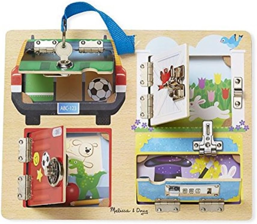 Melissa & Doug Locks & Latches Board - Educational Wooden Toy for Ages 3+