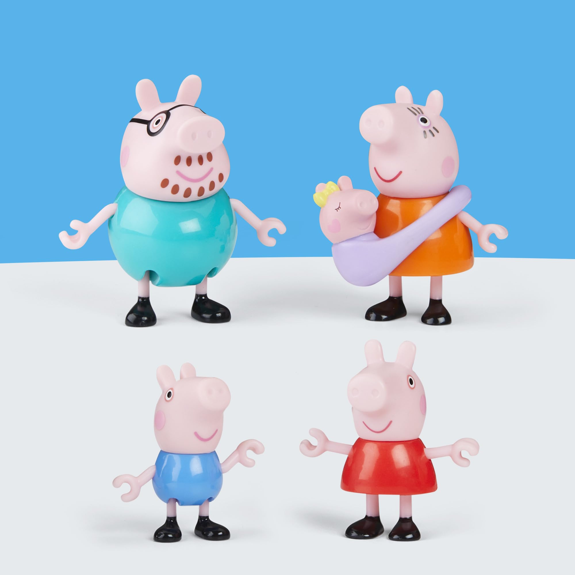 Peppa Pig Family of Five Figure Set - Includes Baby Evie Carrier & Hand-Holding Figures 6