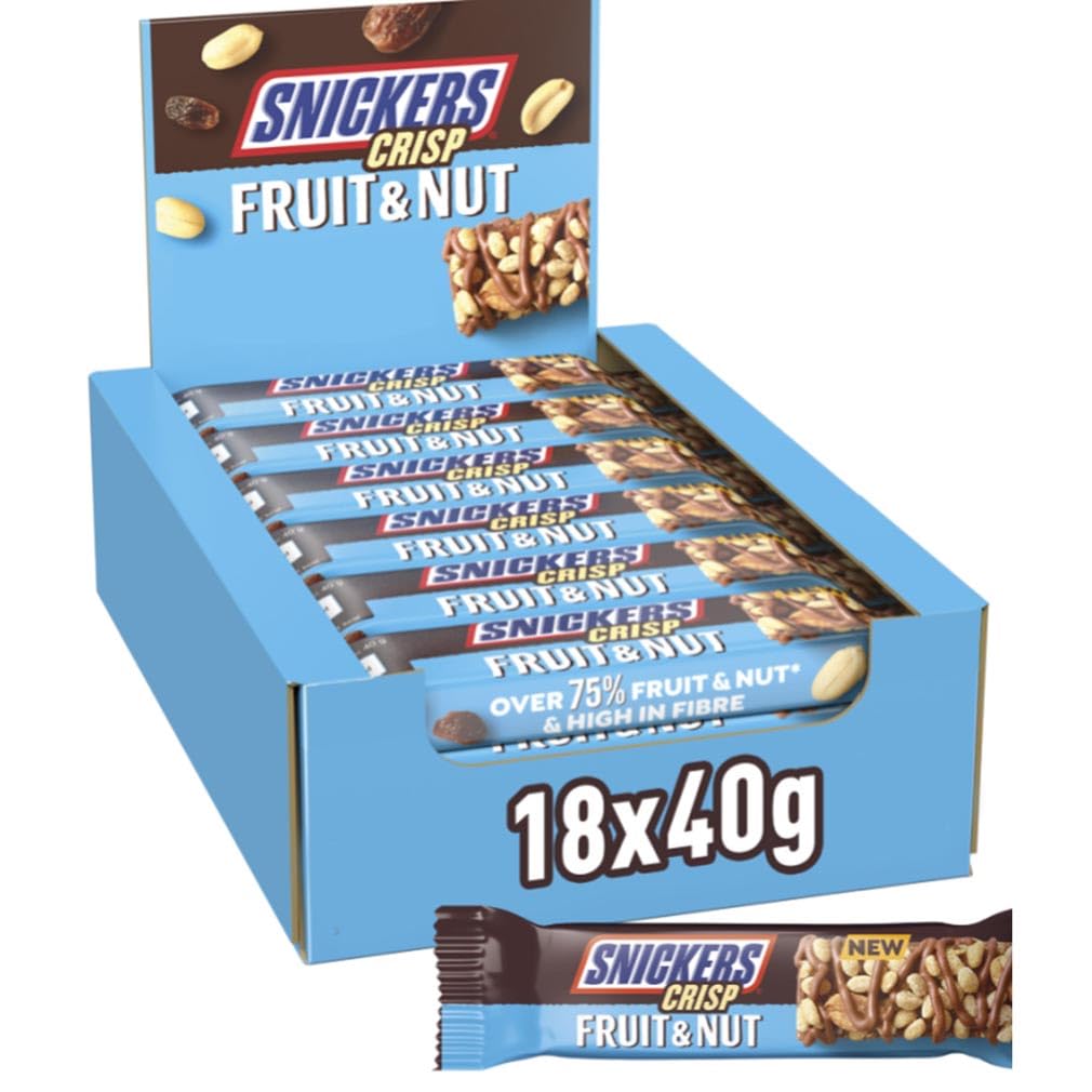 Snickers Crisp Fruit & Nut Milk Chocolate Snack Bars - 18 x 40g