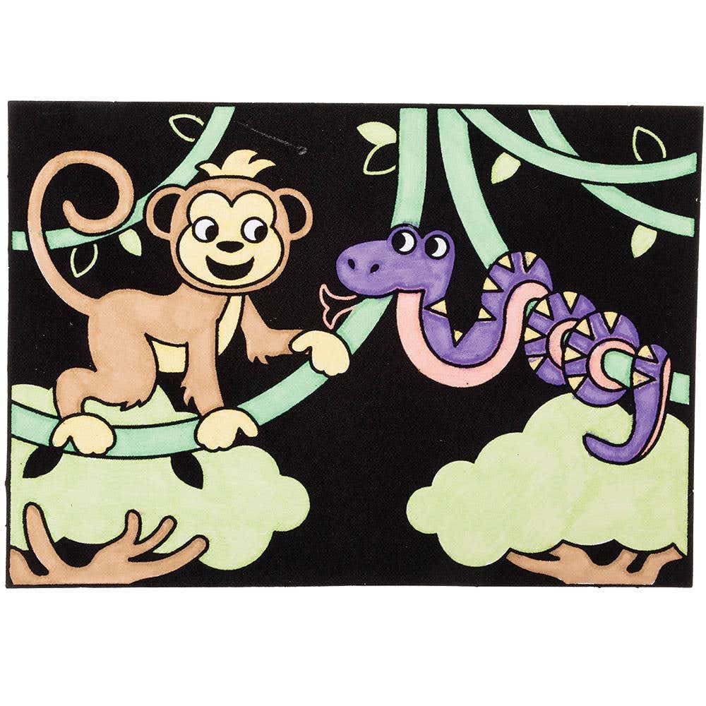 Baker Ross Jungle Animal Fuzzy Art Pictures - Pack of 10 Sheets | 21cm x 15cm | Great for Colouring Practice 3