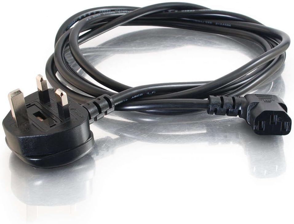 C2G 2 Metre 16 AWG Right Angle Power Cable (IEC320C13R to BS1363) - Heavy Duty Kettle Lead 4