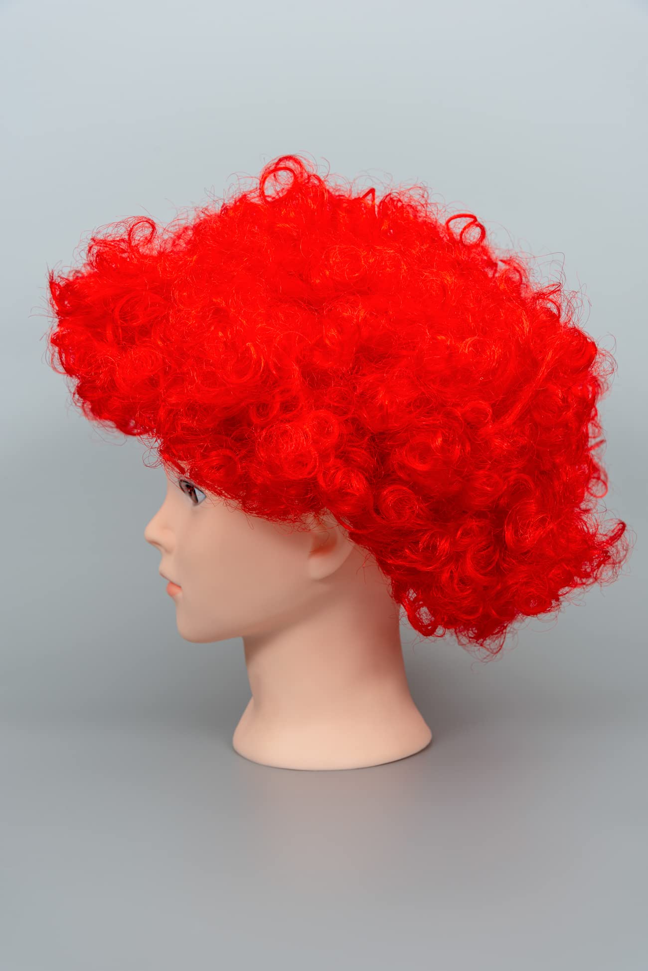 SHATCHI Red Curly Afro Wig for Fancy Dress, 70s Disco Costume, Unisex Party Accessory 4