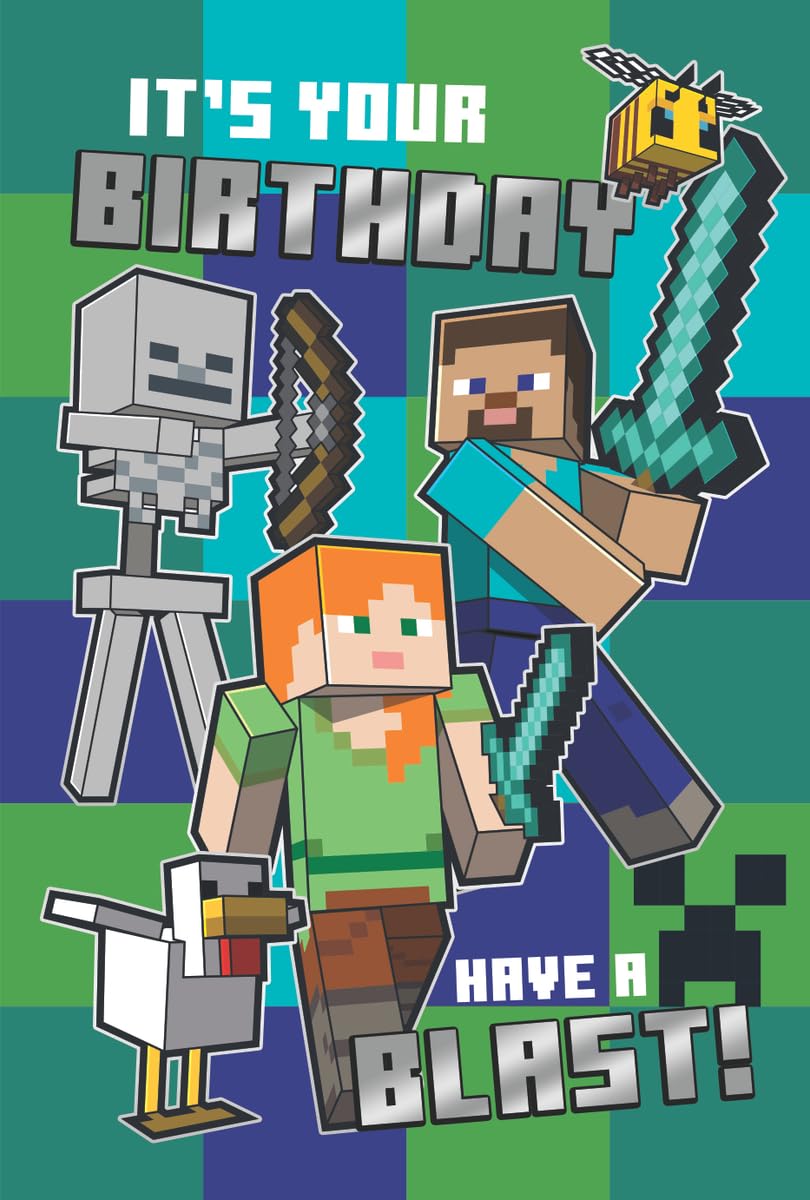 Danilo Promotions LTD Minecraft Birthday Card with Stickers | Standard Size | MN091