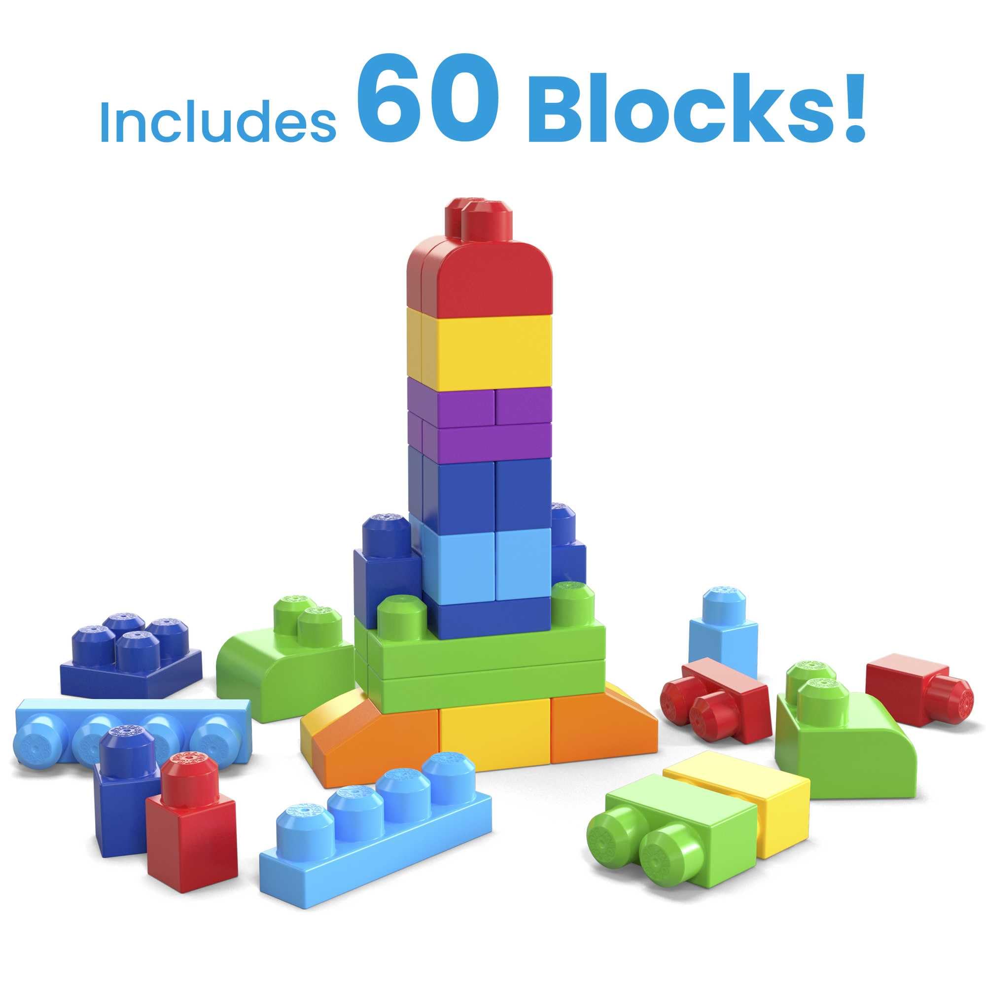 Mega Bloks First Builders Big Building Bag Playset - 60-Piece Building Set for Toddlers 1+ 3