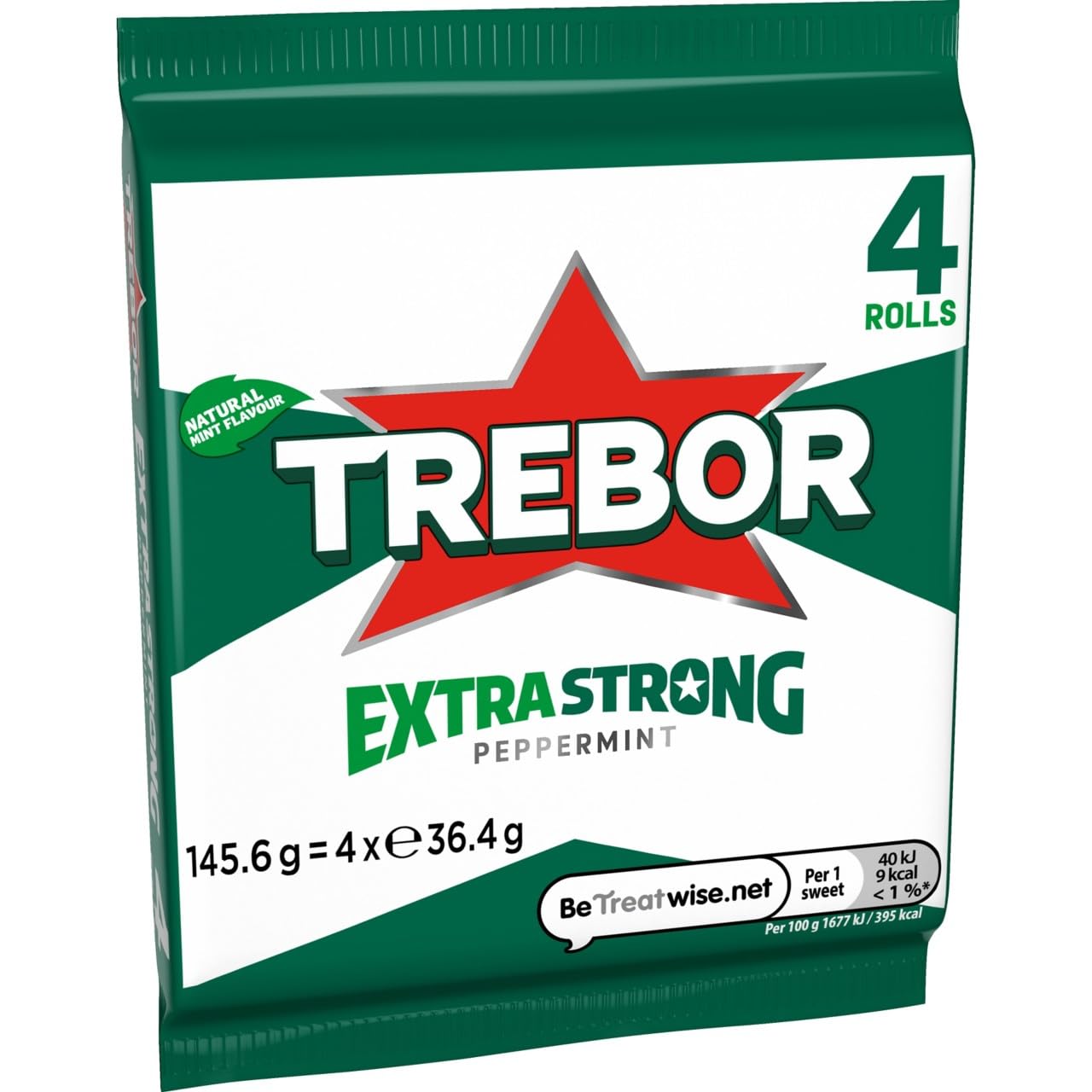 Trebor Extra Starke Pfefferminzbonbons, 4er-Pack Rollen, 146 g (12er-Pack) 4