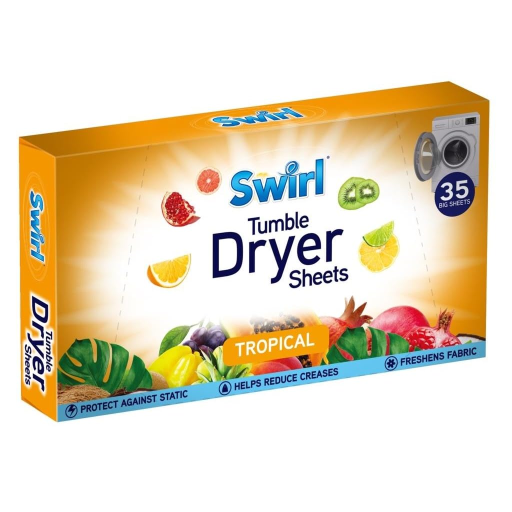 Swirl - Tumble Dryer Sheets with Long Lasting Tropical Fragrance, 35 Big Sheets