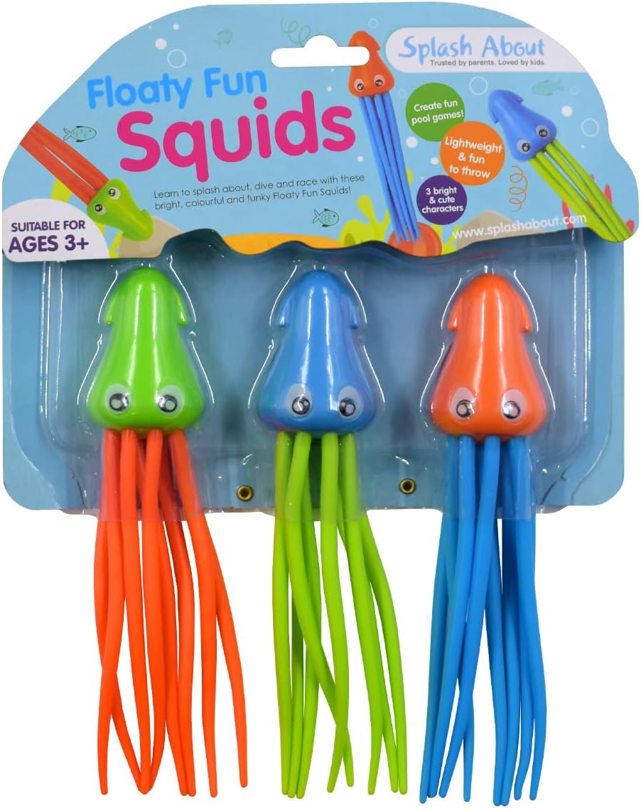 Splash About Floaty Fun Squid Dive Toys - Pack of 3 for Kids 36 Months+