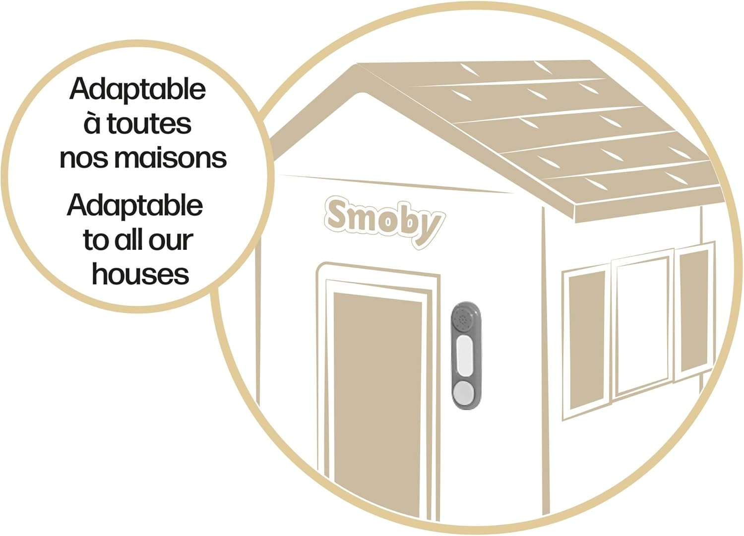 Smoby Electronic Doorbell for Playhouses - Real Sound Effect, Grey 5