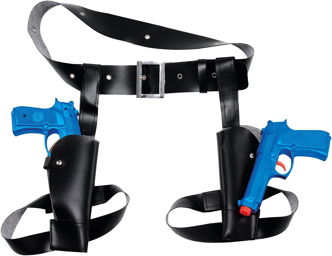 Bristol Novelty Thigh Twin Holster Set with Guns | Blue Polyester Costume Accessory