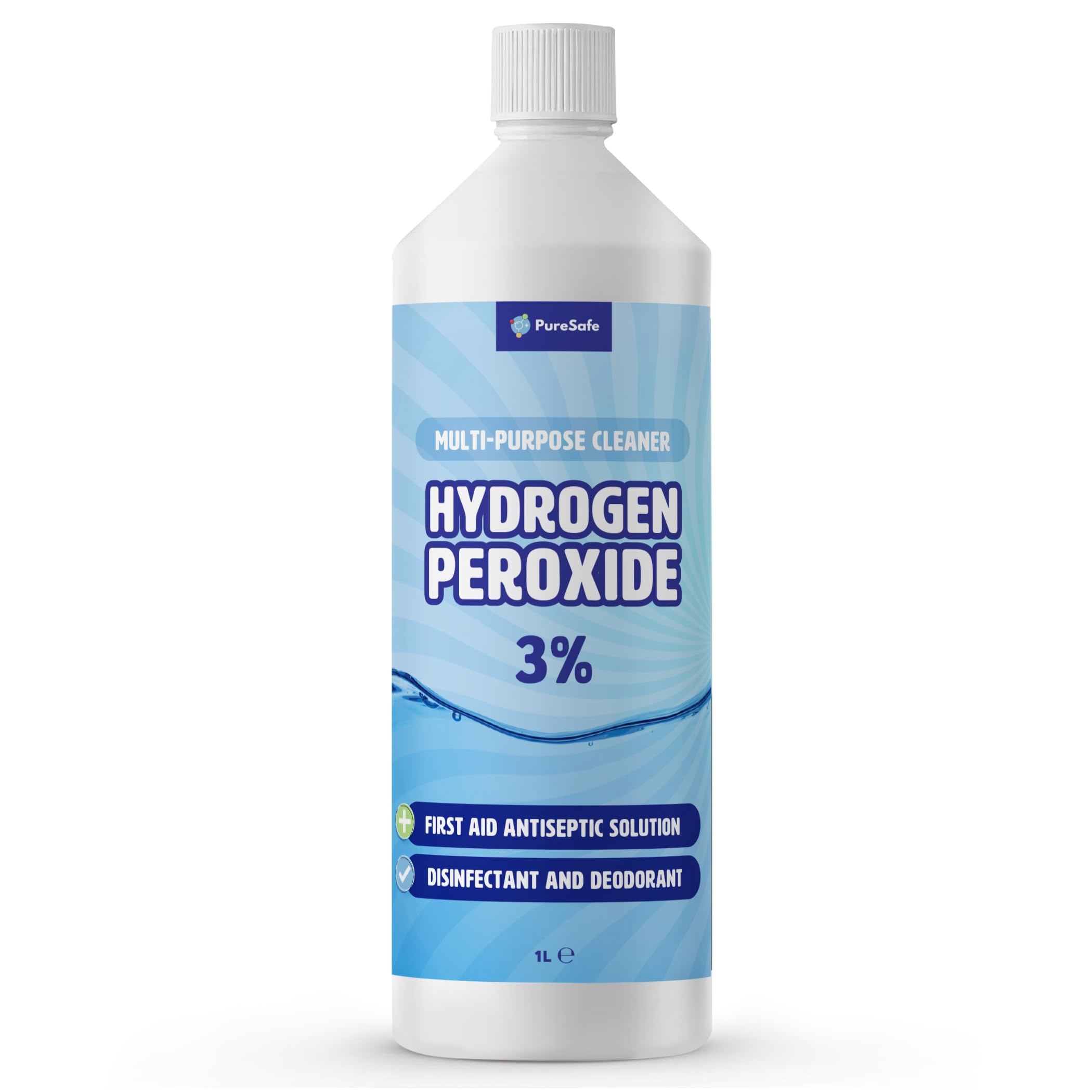 Pure Safe - Wasserstoffperoxid 3% Lösung 1 Ltr – Mehrzweck-Haushaltsreiniger