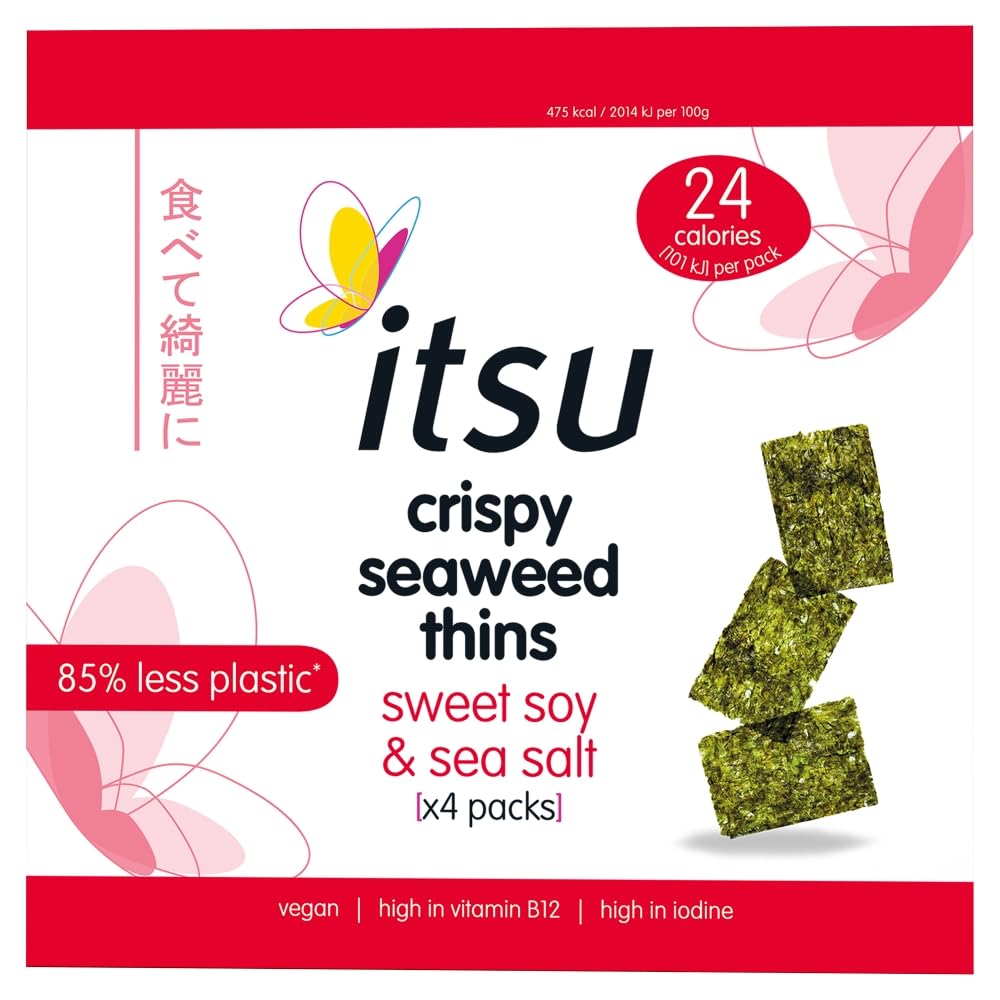 itsu Crispy Seaweed Thins Sweet Soy & Sea Salt Multipack | 4 x 5g Packs | 20g Total