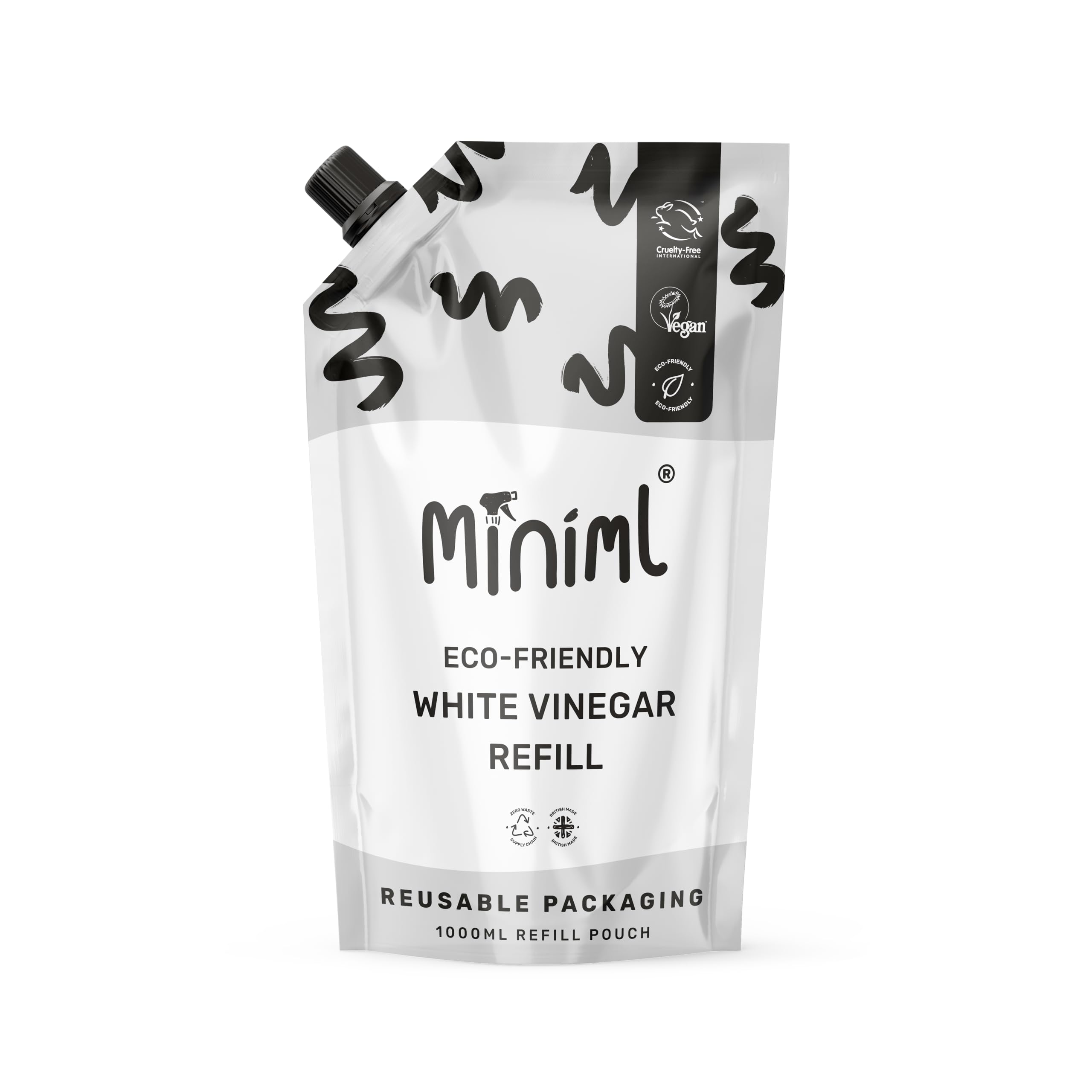 Miniml Eco White Vinegar Cleaning Unscented 1L Refill - All Natural Multi-Surface Cleaner