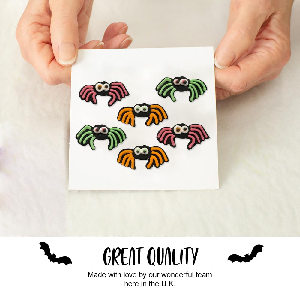 Anniversary House - 6pcs Halloween Neon Spider Edible Cake Toppers 4