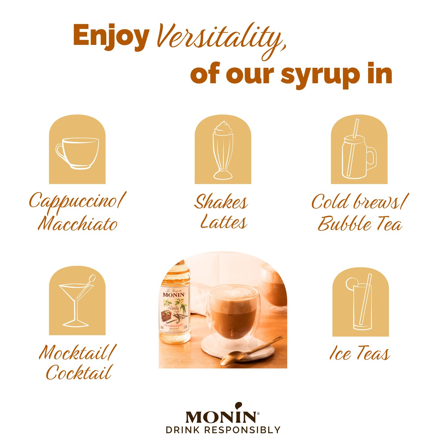 Monin Premium Vanilla Syrup - 700ml Bottle | Vegan & Allergen-Free | Natural Flavourings 4