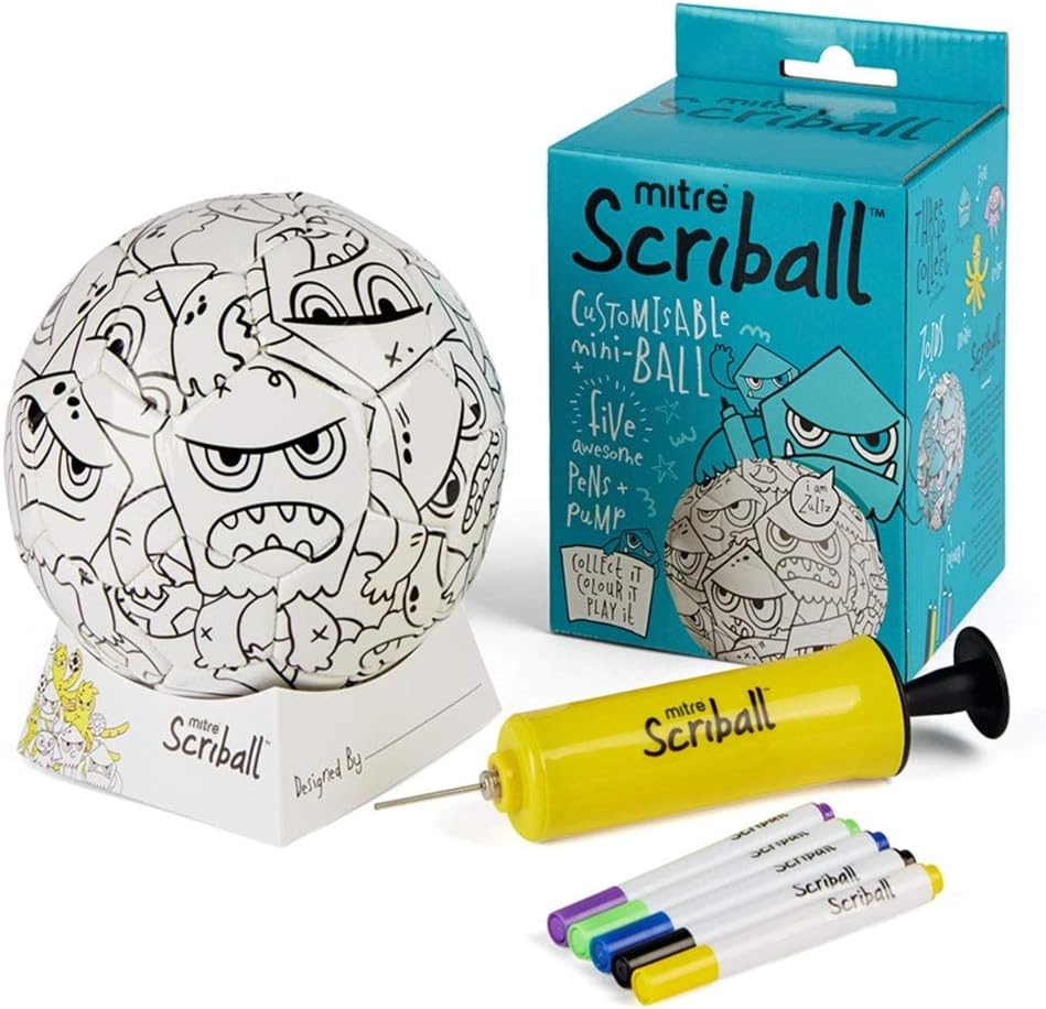 Mitre Scriball Zultz Personalisable Mini Football with Colouring Pens