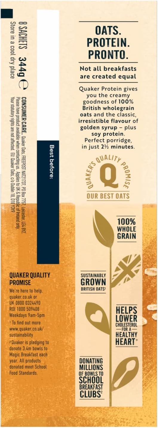 Quaker Oat So Simple Protein Golden Syrup Porridge, 8x43g 3