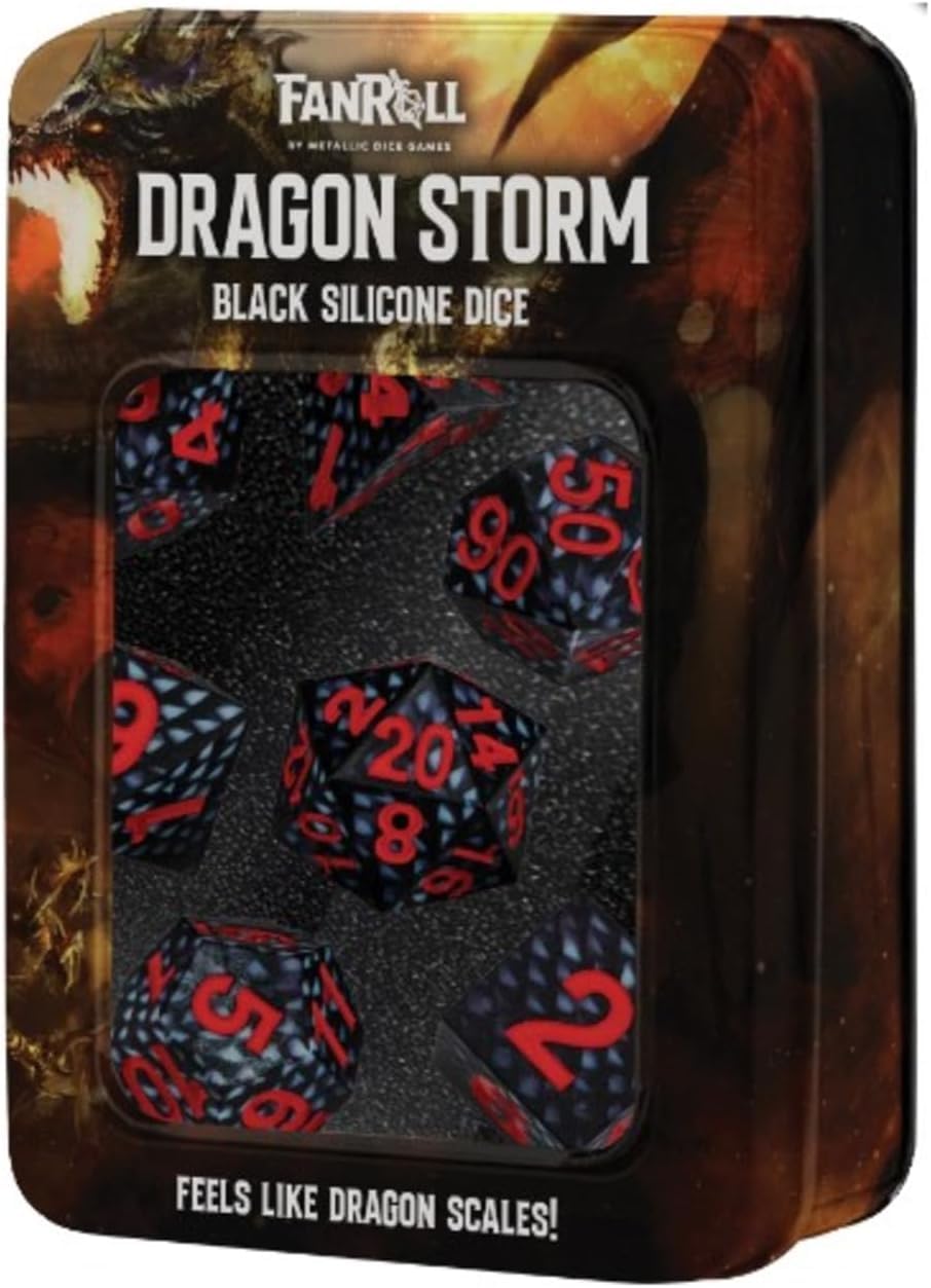 Metallic Dice Games Dragon Storm Black Dragon Scales Liquid Core Würfelset