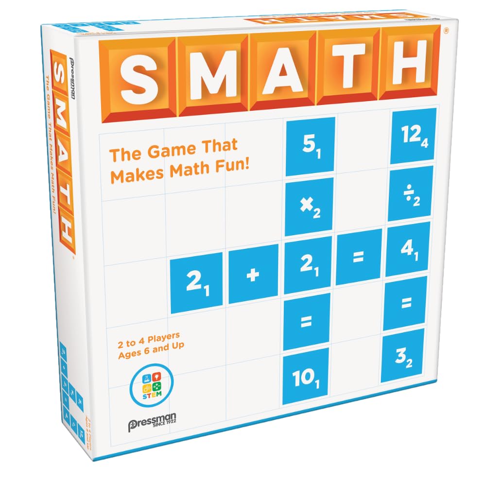 Pressman Smath Game - Math Skills Builder | Crossword Style Play | 2-4 Players Ages 6+