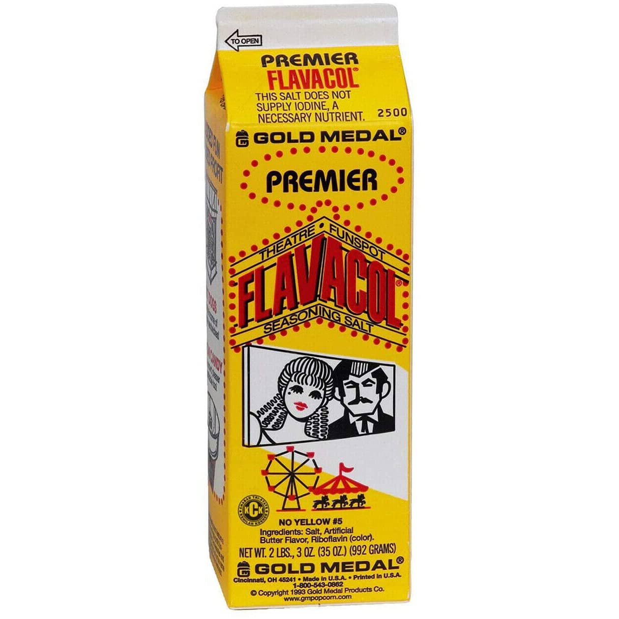 Flavacol Premier Salt Popcorn Seasoning - Classic Movie Theatre Popcorn Flavor - 992g