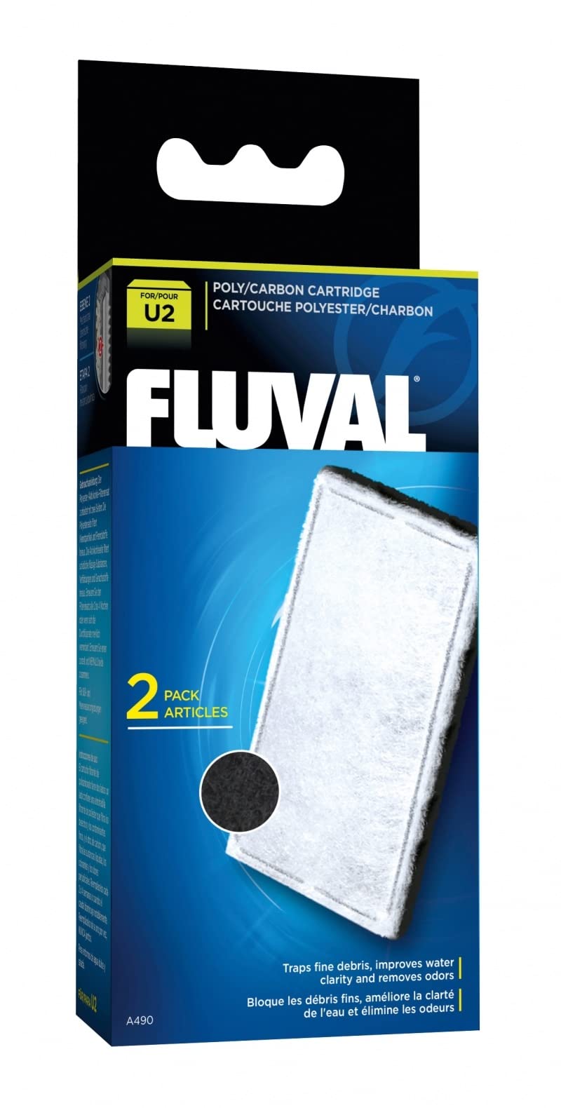 Fluval U2 Internal Filter Carbon Cartridge - Chemical Filtration | 2 Count Pack