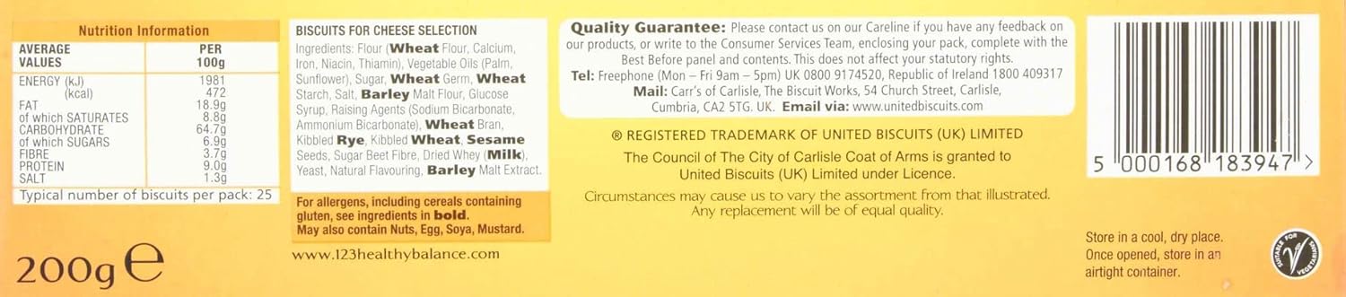 Carr's Selection Assortment Crackers - Gourmet Artisan Crackers 200g 4