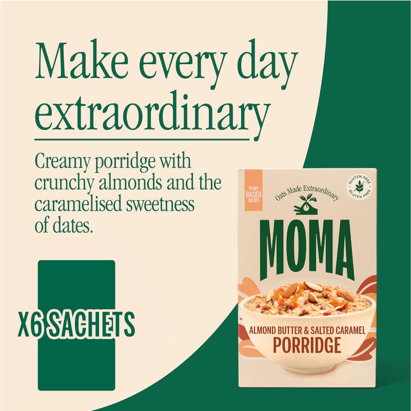 MOMA Almond Butter & Salted Caramel Porridge Sachets - 6 x 40g