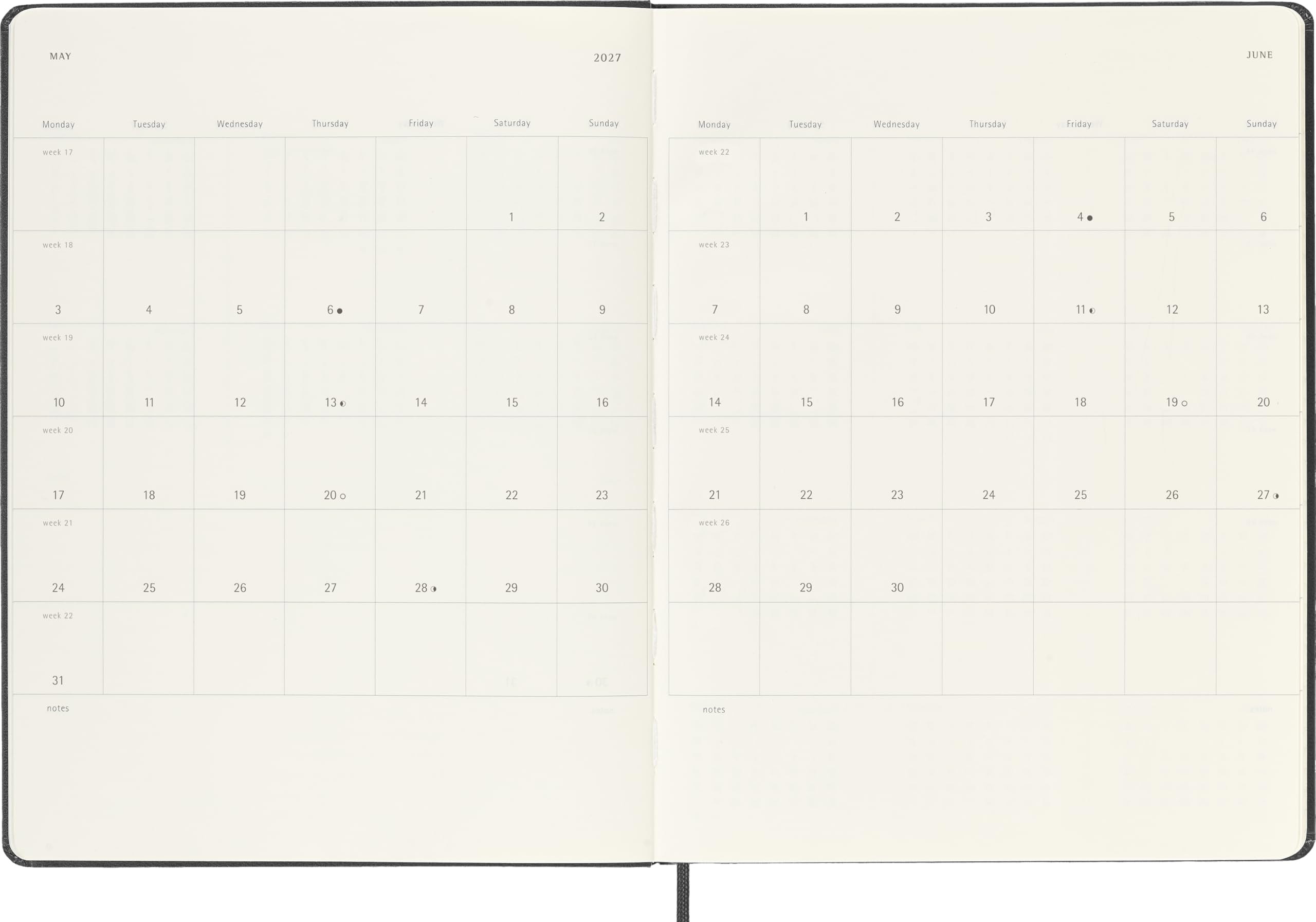 Moleskine Weekly Planner 2026-2027 18-Month XL Hardcover Appointment Book Black 5
