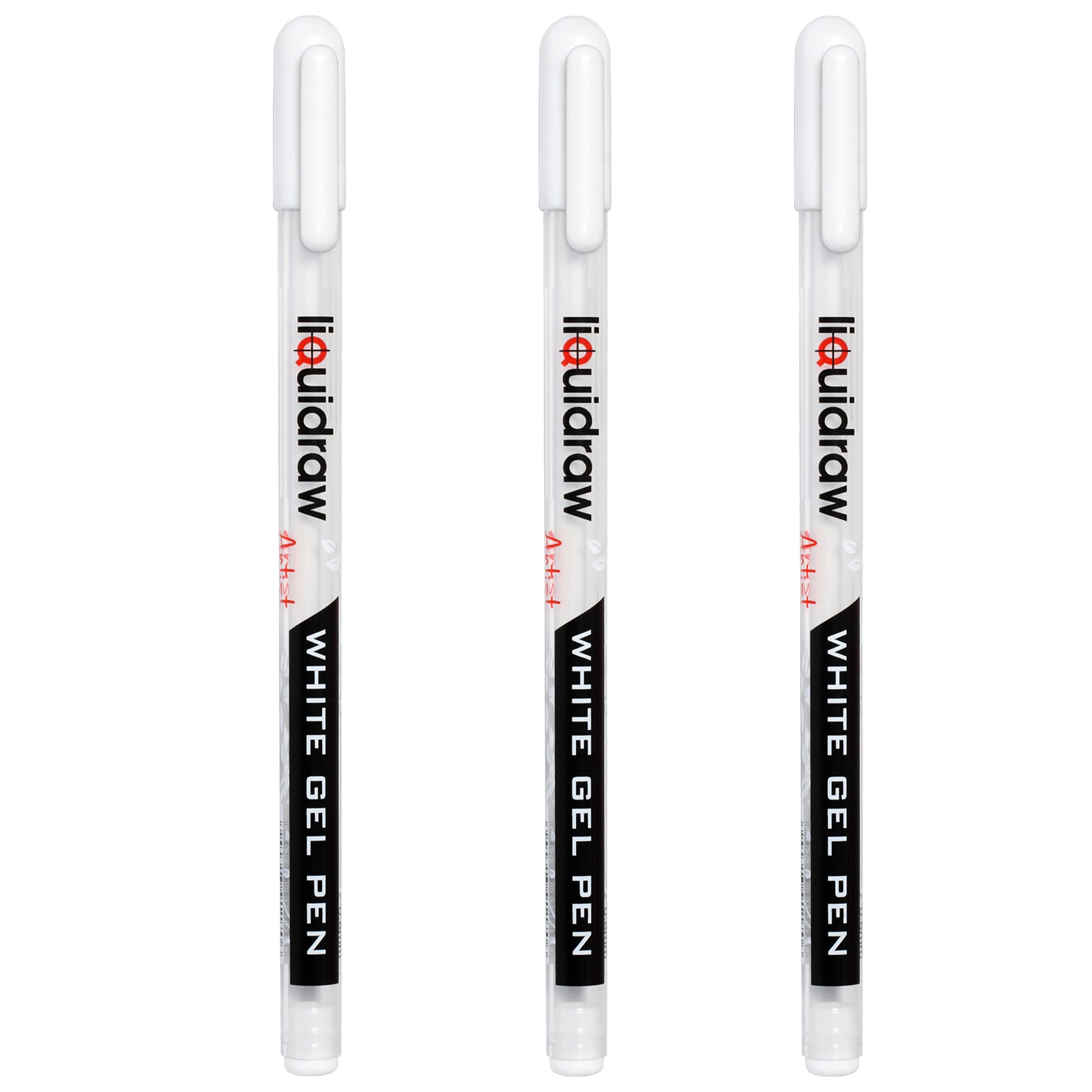 Liquidraw White Gel Pens - Set of 3 | 0.8mm Fine Point | Refillable for Artists & Crafts