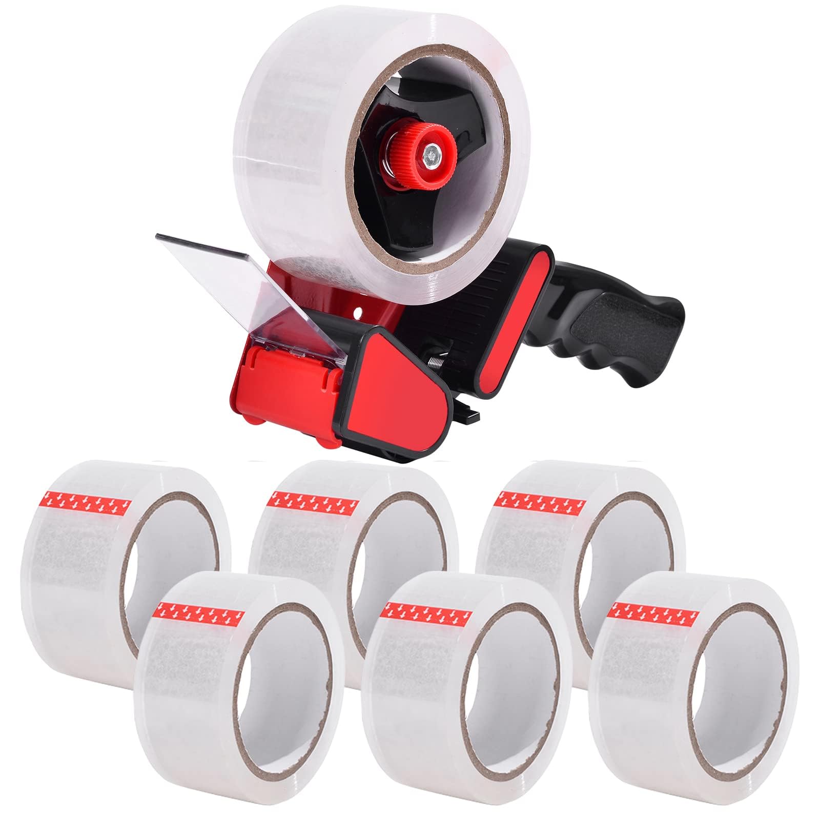 Zuvo Heavy-Duty Packaging Tape Dispenser with 6 Rolls of Clear Tape | 48mm Width