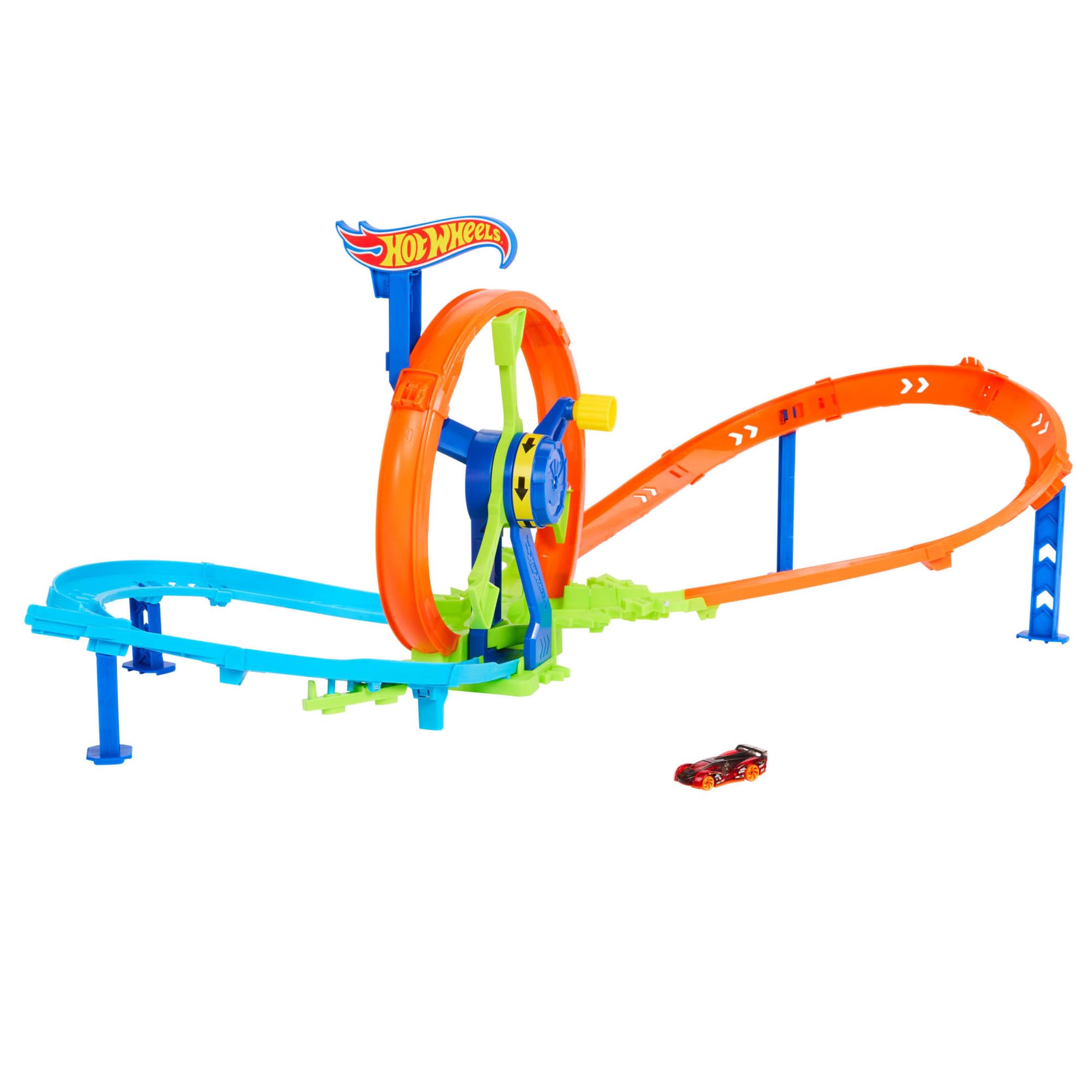 Hot Wheels Rapid Launch & Loop Playset - Crank-Powered Race Track for Kids 4+ 7