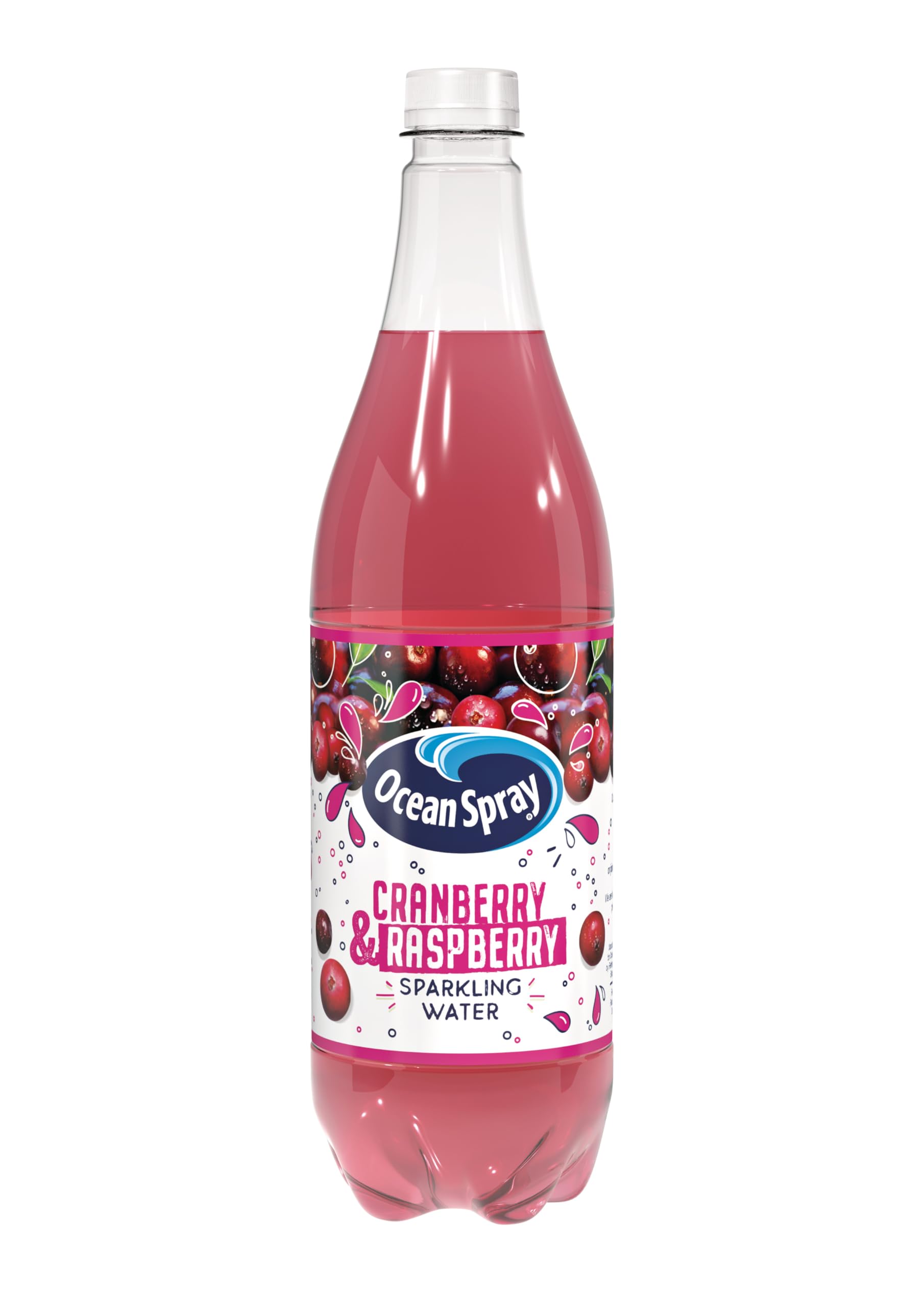 Ocean Spray Pink Cranberry & Raspberry Sparkling Water - 1L | Low Calorie | No Added Sugar